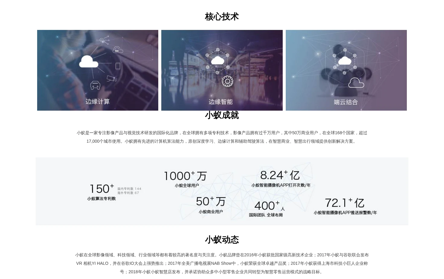 小蚁科技 页面快照